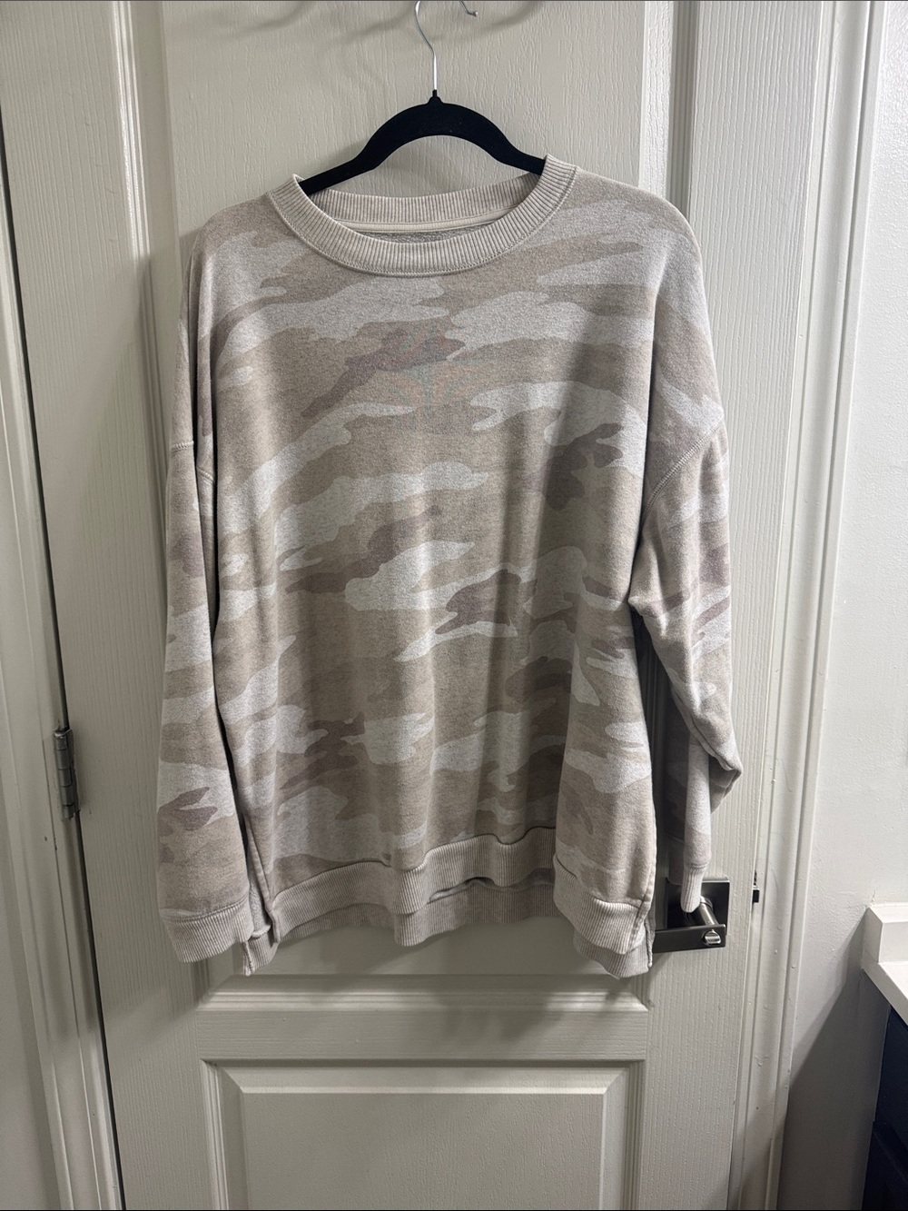 American Eagle Outfitters Beige Camo Crewneck Sweater